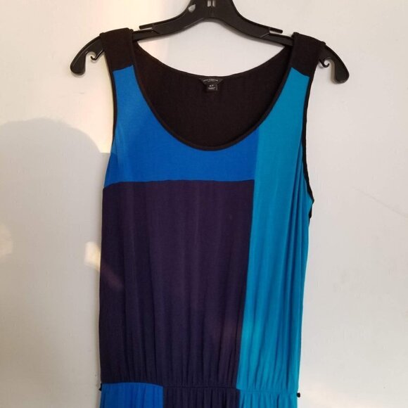 Ann Taylor Navy Color Block Sleeveless Maxi Hi Lo Handkerchief Dress Size 6 Tall - Picture 4 of 9